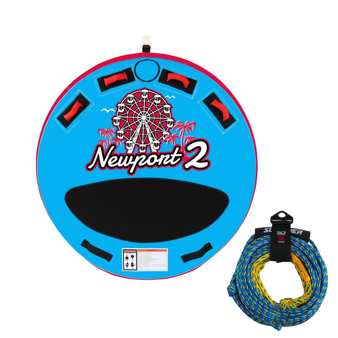Swonder Newport2 Towable Tube with Tow Ropes Bundle - For 1-2 Riders