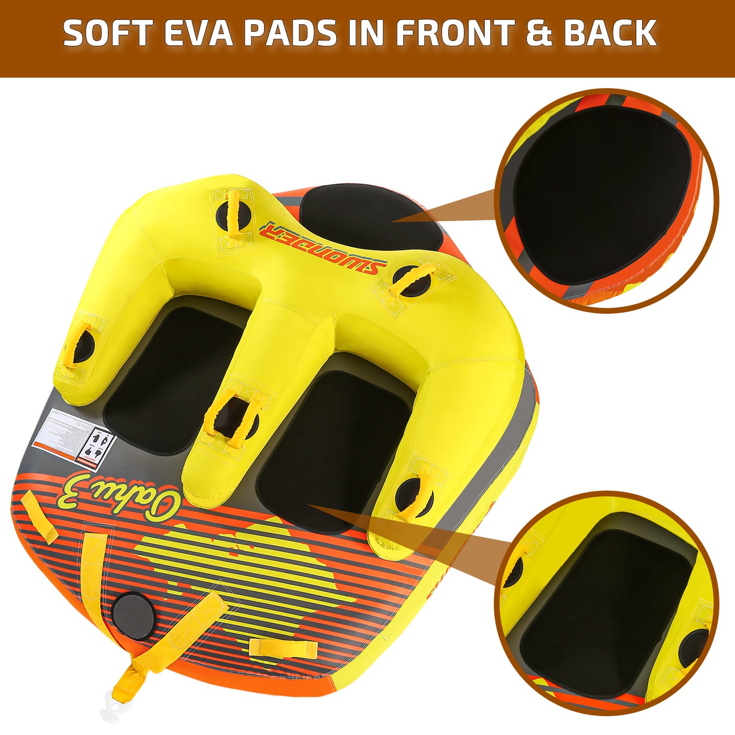 Oahu3 Towable Tube with Tow Ropes Bundle - For 1-3 Riders