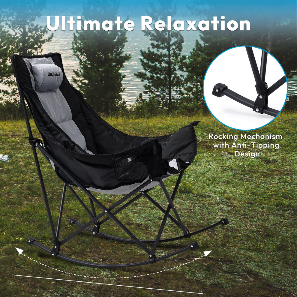 Innovative Rocking Shairs Swonder Oversized Rocking Camping Chair with Innovative 2-in-1 ...