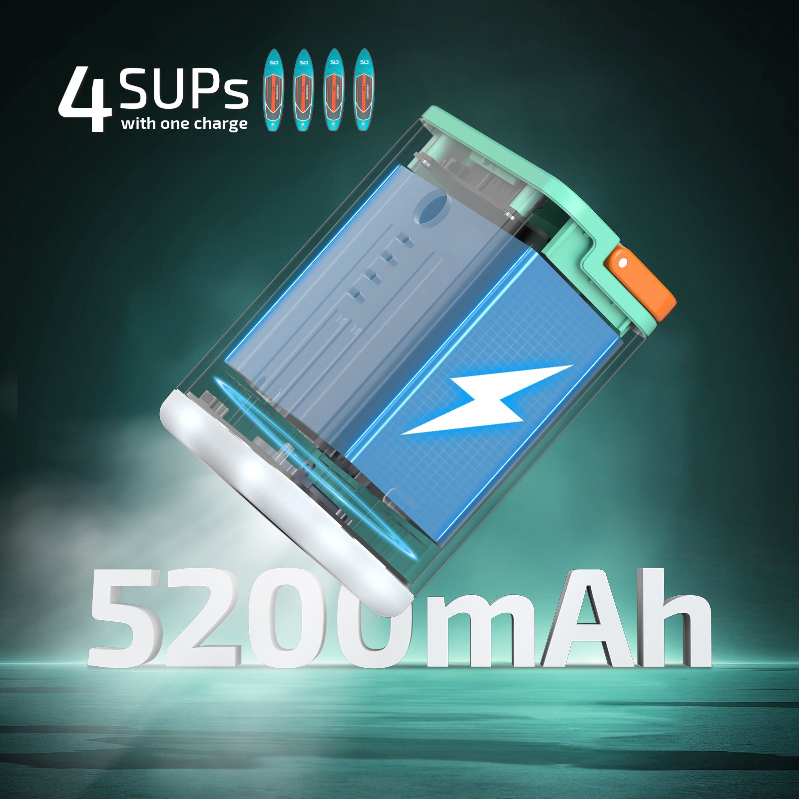 chug jug vape battery SeaFalcon 5200mAh Rechargeable Paddle Board Pump Cyan/Tangerine