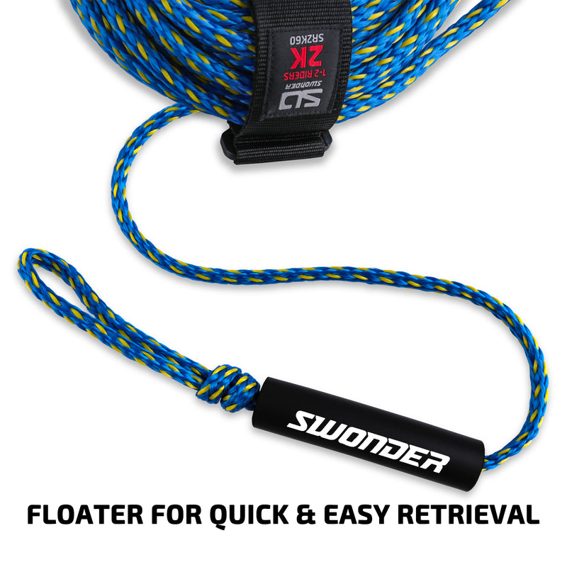 Swonder 2-Section Tow Ropes for Tubing, 1-2 Rider 60FT Ropes for Towable Tubes