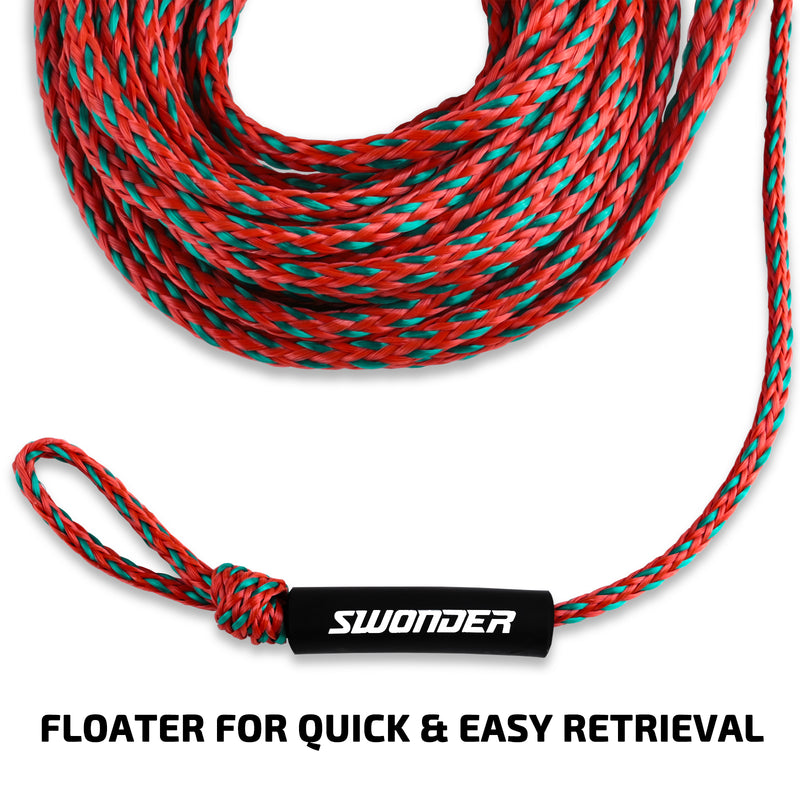 2-Section Tow Ropes for Tubing, 1-4 Rider 60FT Ropes for Towable Tubes