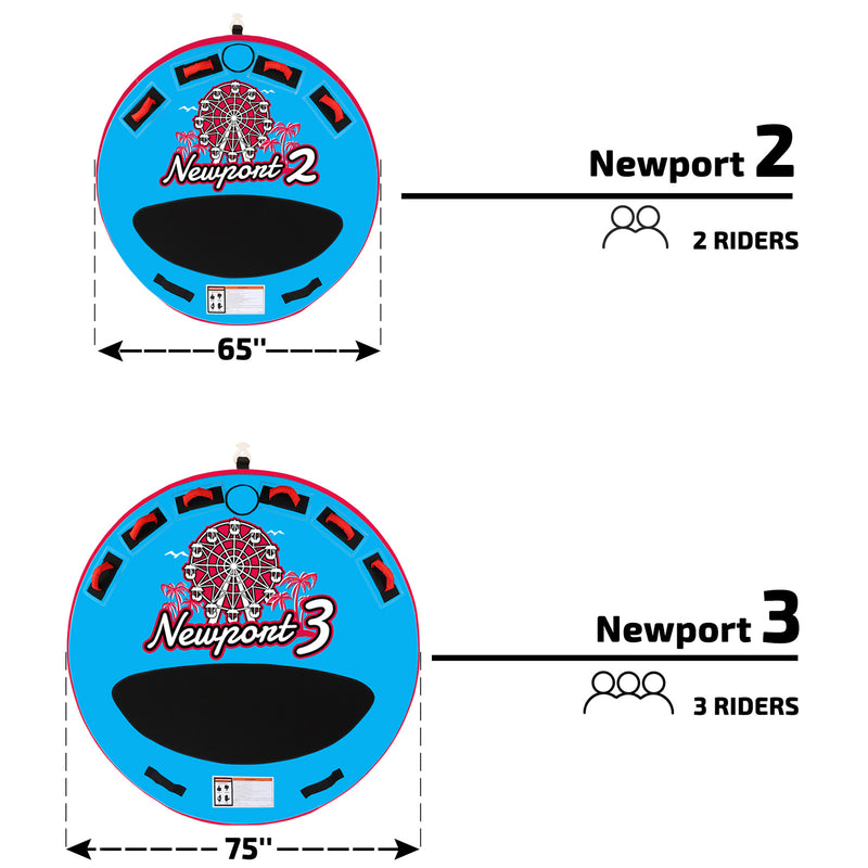 Newport3 Towable Tube for Boating, 1-3 Rider