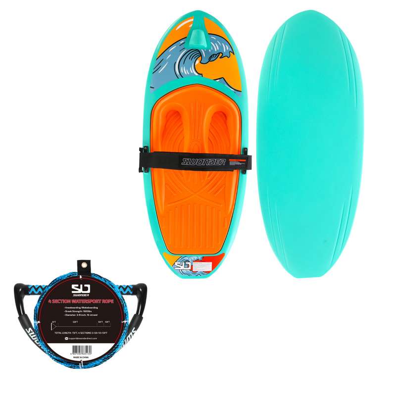 All-Age Kneeboard and 75ft Wakeboard Rope Combo